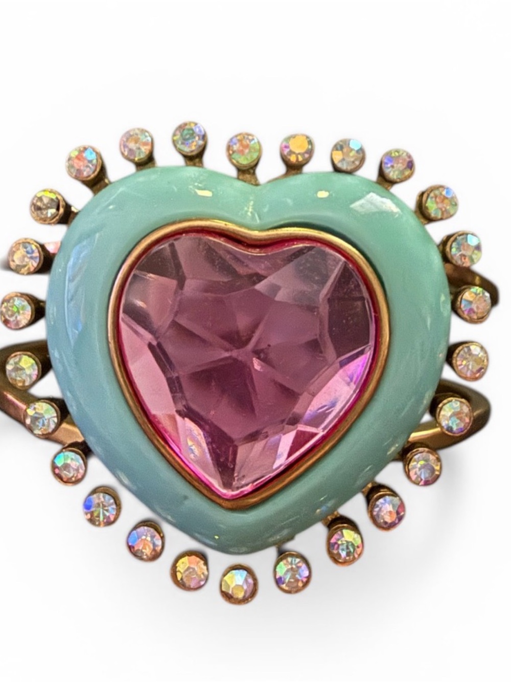 Betsey Johnson Candyland Bracelet with Turquoise Heart and Pink Crystal Center - Picture 5 of 6